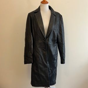 Black Wilson Leather Vintage Long Leather Jacket Missing Liner Size Large